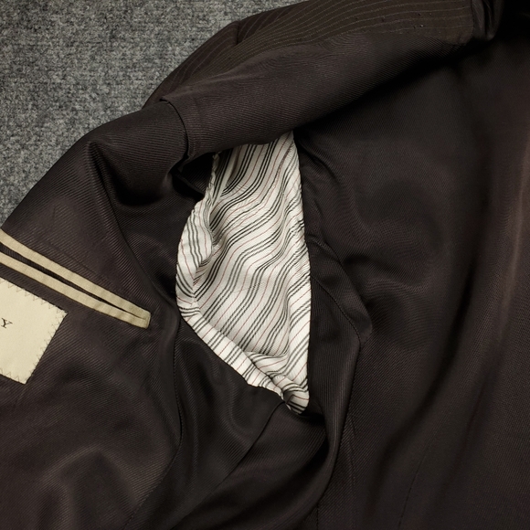 Burberry Blazer 44R Pinstripe Suit Jacket Sport Coat Brown Wool Luxury Formal - Picture 8 of 12